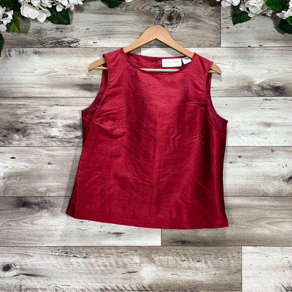 Silk Lore Beth Terrell women's size M 100% silk red shell top & jacket set - Picture 7 of 11